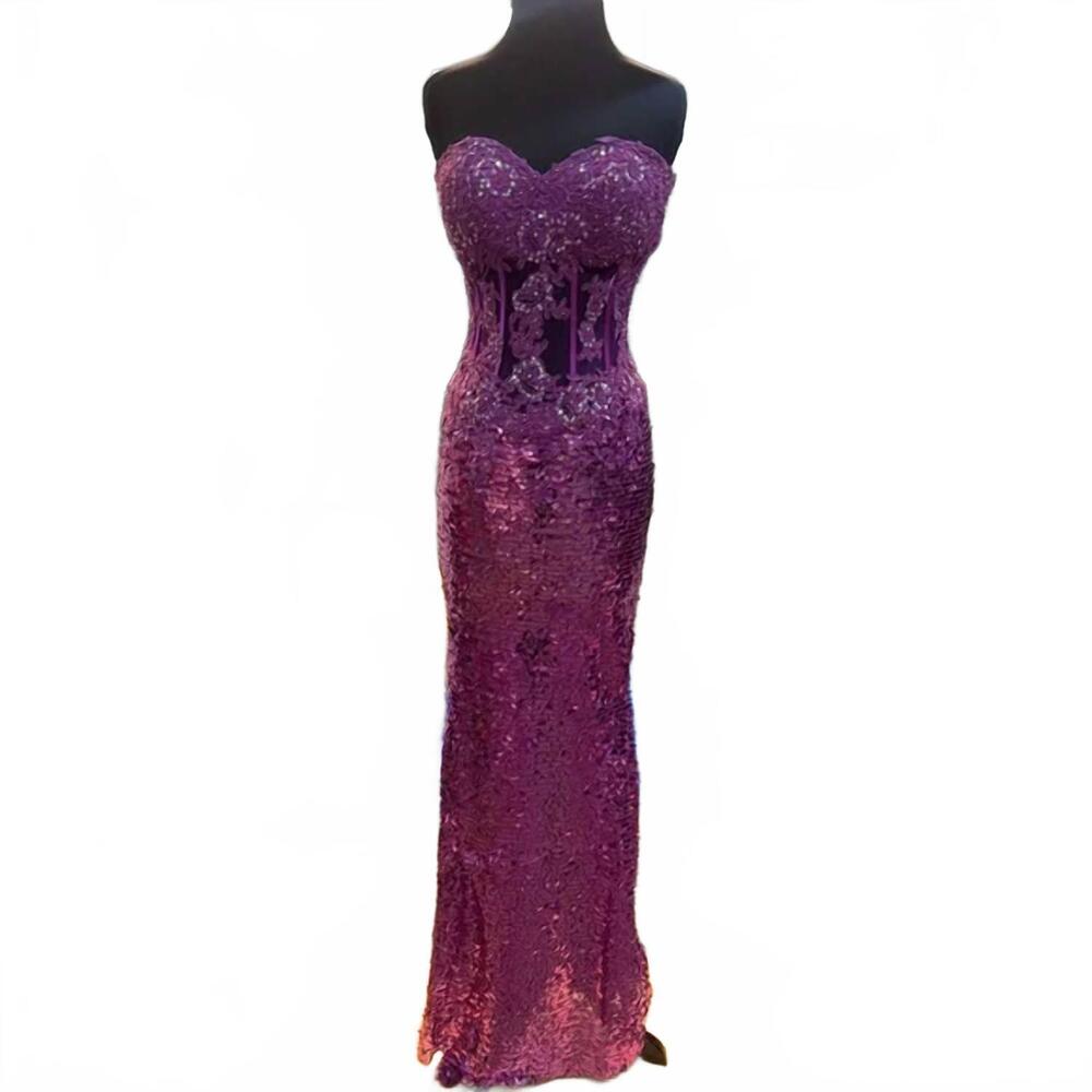 NEW TIFFANY DESIGNS women's sequined prom dress in purple